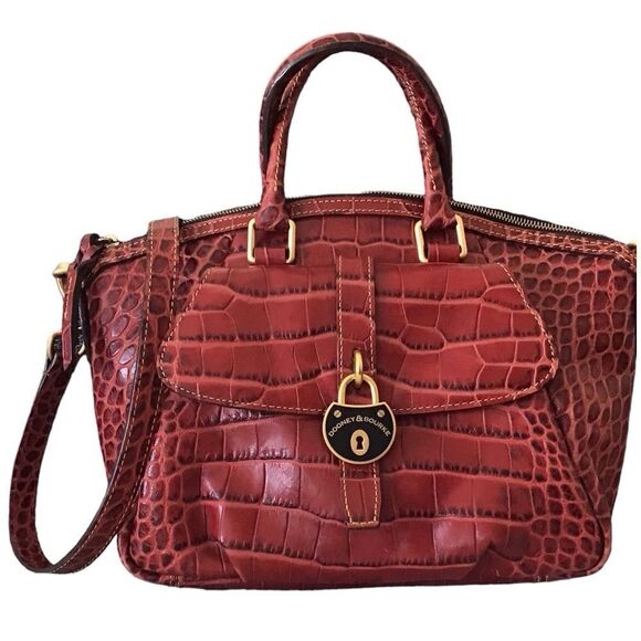 Dooney & Bourke Campbell Croco Embossed Leather Satchel - Picture 1 of 1